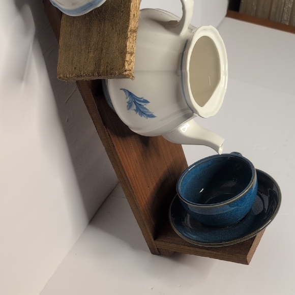 Rustic Wooden Handmade Bird Feeder Blue View - Picture 5 of 16